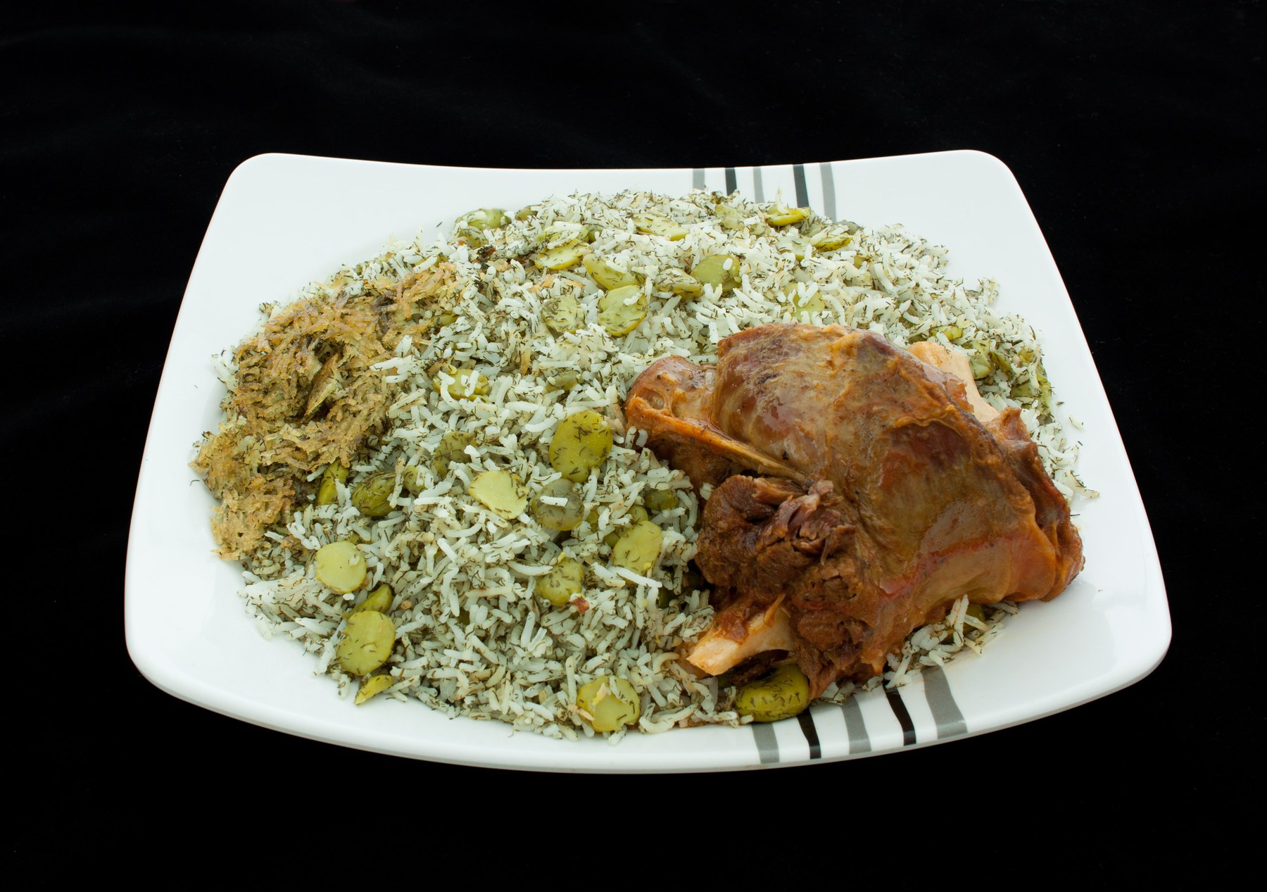 Baghali polo — Persian rice with broad beans and dill.