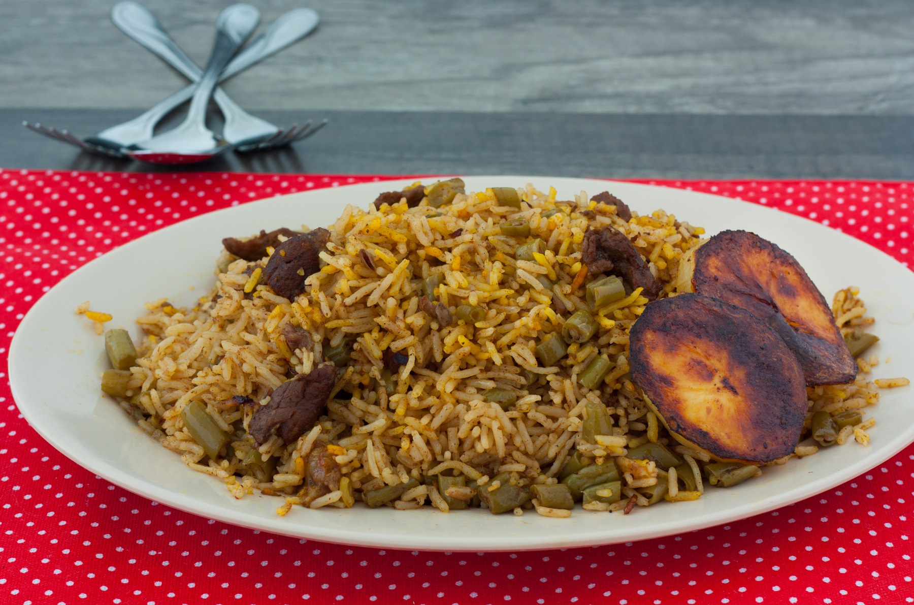 Loobia polo — Persian rice with green beans.