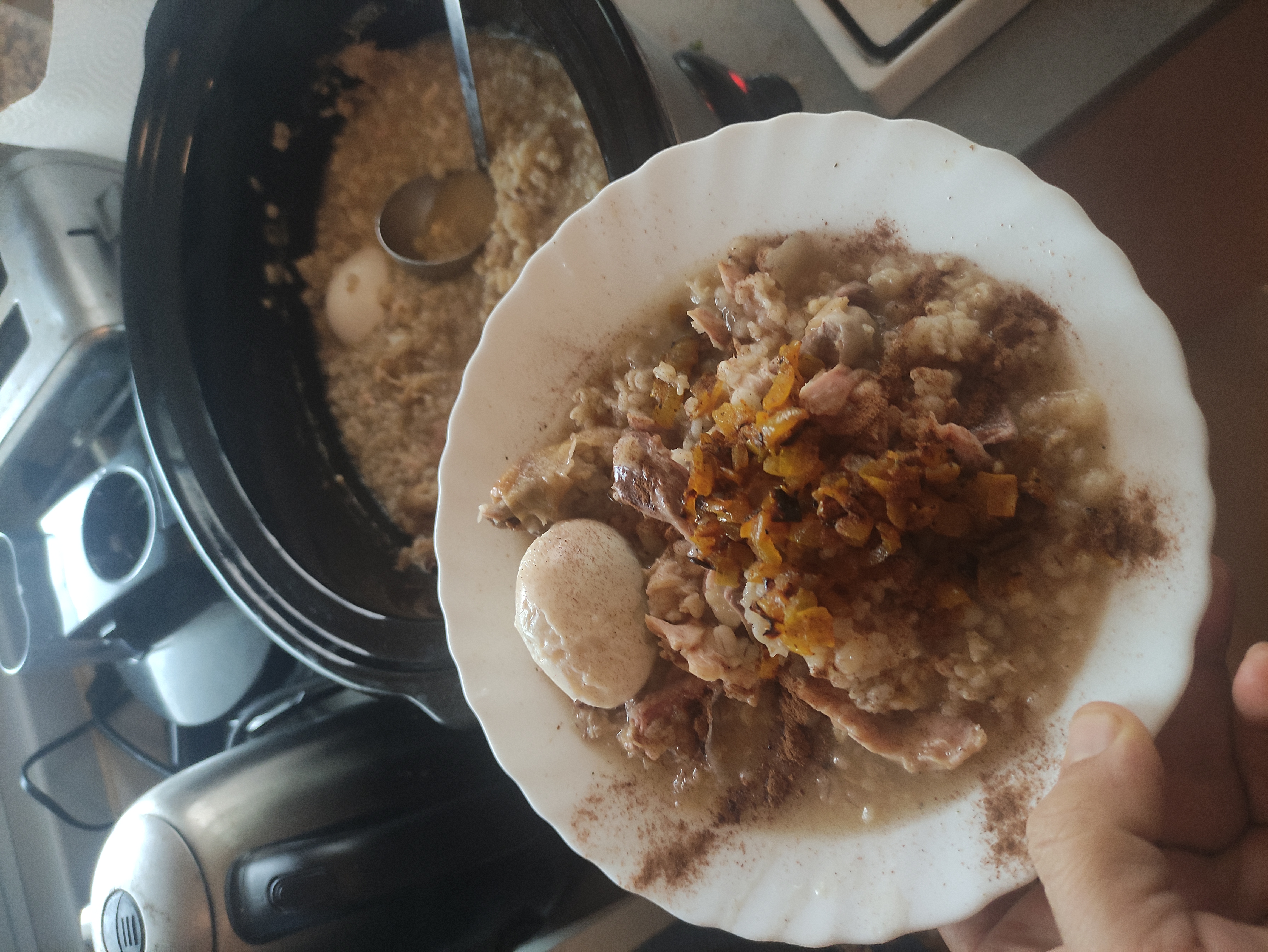 Haleem — a smooth Persian wheat and meat breakfast porridge.